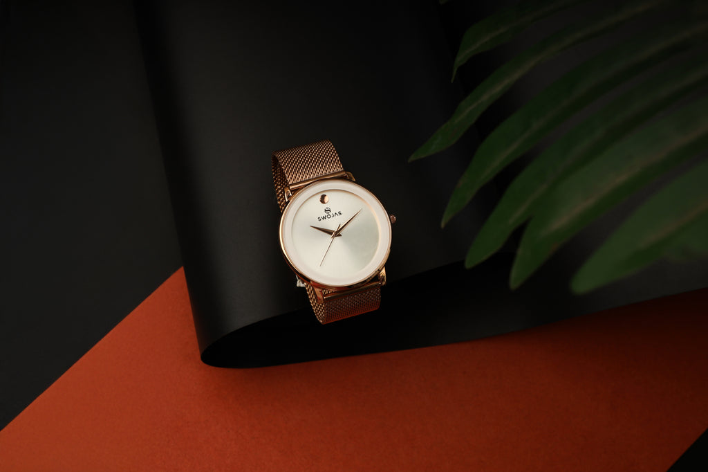 Casual Rose Gold With White Color Glass